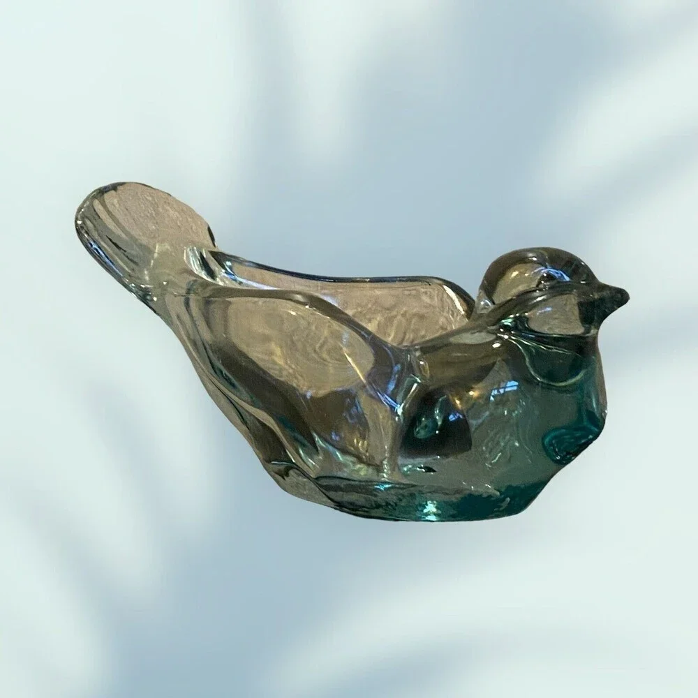 Fenton Blue Glass Dove Bird Votive Candle Holder Dish‎